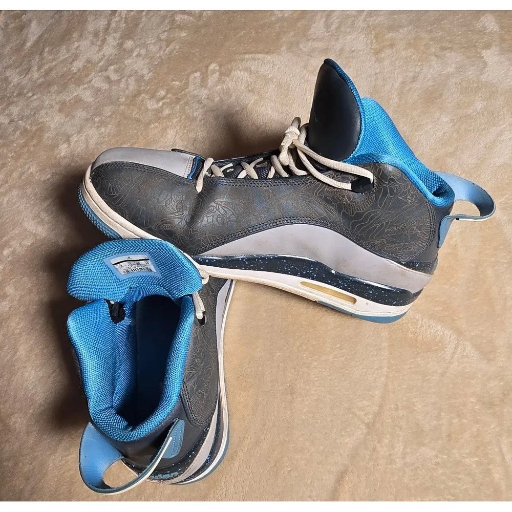 Jordan Dub Zero Laser Charcoal Blue Grey Basketball Shoes 311046-007 Mens 12